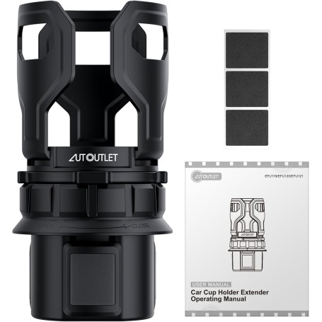 AUTOUTLET Adjustable Car Cup Holder – Bottle Holder with Adjustable Base & Elastic Grip Clamp
