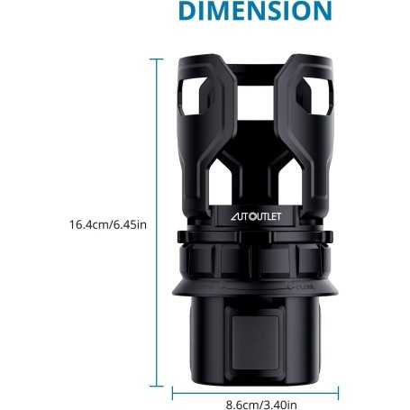 AUTOUTLET Adjustable Car Cup Holder – Bottle Holder with Adjustable Base & Elastic Grip Clamp