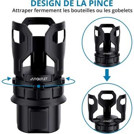 AUTOUTLET Adjustable Car Cup Holder – Bottle Holder with Adjustable Base & Elastic Grip Clamp