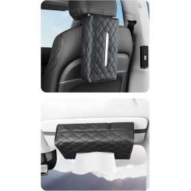Universal Car Tissue Box – PU Leather Case with Elastic Strap for Sun Visor, Headrest, or Armrest