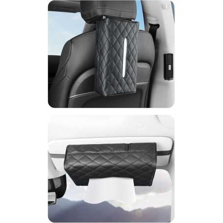 Boîte à Mouchoirs Voiture Universelle – Étui en Cuir Synthétique avec Sangle Élastique pour Pare-Soleil