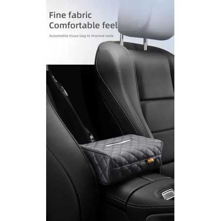 Universal Car Tissue Box – PU Leather Case with Elastic Strap for Sun Visor, Headrest, or Armrest