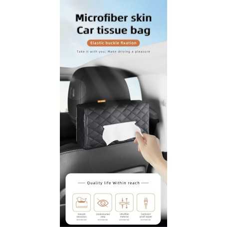 Boîte à Mouchoirs Voiture Universelle – Étui en Cuir Synthétique avec Sangle Élastique pour Pare-Soleil