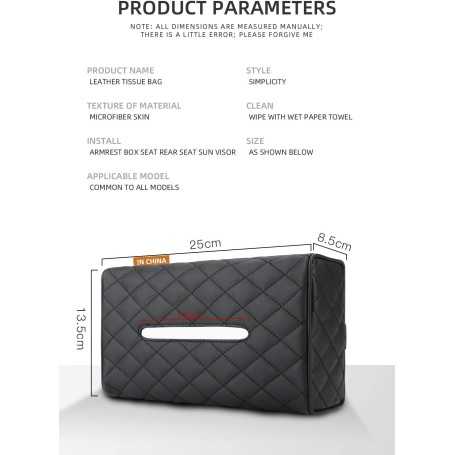 Universal Car Tissue Box – PU Leather Case with Elastic Strap for Sun Visor, Headrest, or Armrest