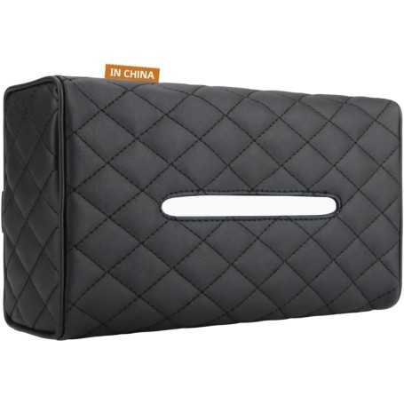 Universal Car Tissue Box – PU Leather Case with Elastic Strap for Sun Visor, Headrest, or Armrest