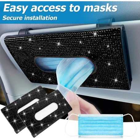 JNNJ Sun Visor Car Tissue Box – Bling Bling Car Tissue Holder with Sparkling Crystals