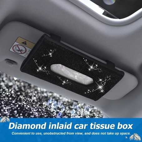 JNNJ Sun Visor Car Tissue Box – Bling Bling Car Tissue Holder with Sparkling Crystals