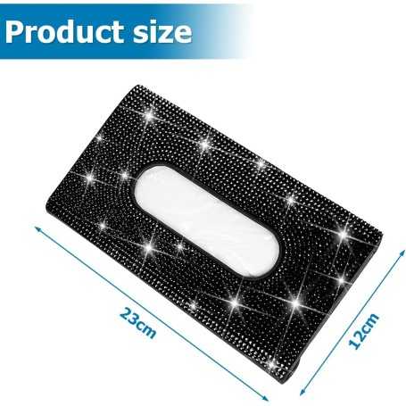 JNNJ Sun Visor Car Tissue Box – Bling Bling Car Tissue Holder with Sparkling Crystals