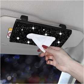JNNJ Sun Visor Car Tissue Box – Bling Bling Car Tissue Holder with Sparkling Crystals