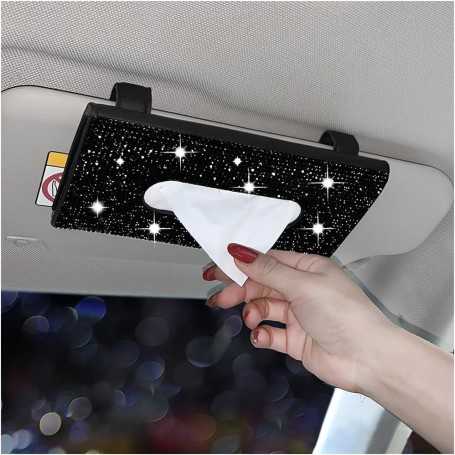 JNNJ Sun Visor Car Tissue Box – Bling Bling Car Tissue Holder with Sparkling Crystals
