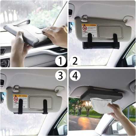 Boîte à Mouchoirs pour Pare-Soleil de Voiture – Porte-Papier Hygiénique en Cuir PU Universel