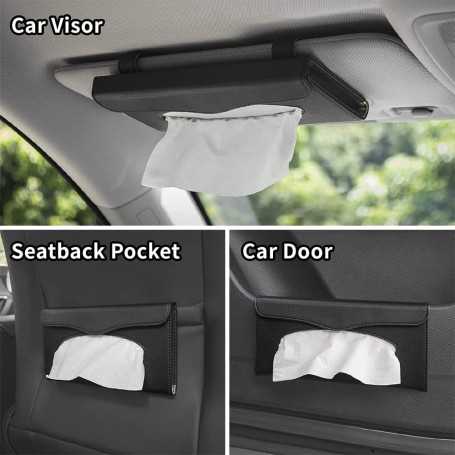 Boîte à Mouchoirs pour Pare-Soleil de Voiture – Porte-Papier Hygiénique en Cuir PU Universel