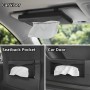 Car Sun Visor Tissue Box – PU Leather Universal Tissue Holder – Clip for Masks and Tissues (Black)