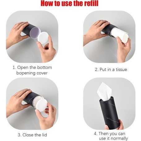 Set of 6 Round Car Tissue Boxes – Cylindrical 14.5 × 6.8 cm – Compact and Practical Car Tissue Holder