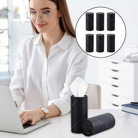 Set of 6 Round Car Tissue Boxes – Cylindrical 14.5 × 6.8 cm – Compact and Practical Car Tissue Holder