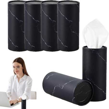 Set of 6 Round Car Tissue Boxes – Cylindrical 14.5 × 6.8 cm – Compact and Practical Car Tissue Holder