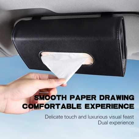 JNNJ Boîte à Mouchoirs pour JNNJ Car Tissue Box – Rectangular PU Leather Tissue Dispenser for Sun Visor, Doors, and Rear Seats