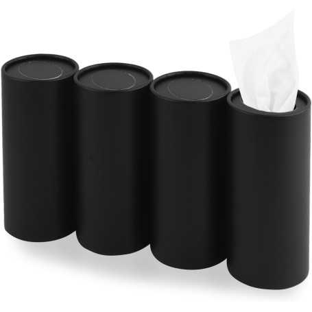 Set of 4 Retractable Cylindrical Car Tissue Holders – Rechargeable with 30 Tissues per Box