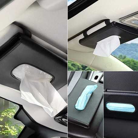 Boîte à Mouchoirs en Cuir PU pour Voiture – Porte-Mouchoirs Suspendu avec Clip pour Pare-Soleil