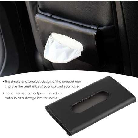 Boîte à Mouchoirs en Cuir PU pour Voiture – Porte-Mouchoirs Suspendu avec Clip pour Pare-Soleil