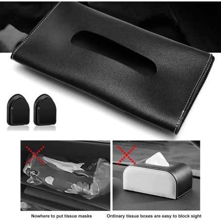 Boîte à Mouchoirs en Cuir PU pour Voiture – Porte-Mouchoirs Suspendu avec Clip pour Pare-Soleil