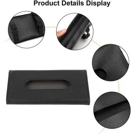 Boîte à Mouchoirs en Cuir PU pour Voiture – Porte-Mouchoirs Suspendu avec Clip pour Pare-Soleil