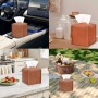 Square Camel PU Leather Tissue Box Cover – For Car and Home Use