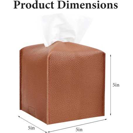 Housse de Boîte à Mouchoirs Carrée en Cuir Synthétique Camel – Pour Voiture et Usage Domestique