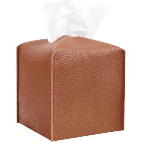 Housse de Boîte à Mouchoirs Carrée en Cuir Synthétique Camel – Pour Voiture et Usage Domestique
