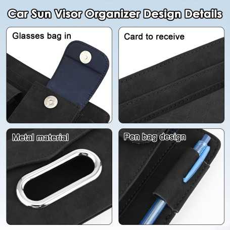 Car Sun Visor Organizer with 6 Zip Pockets