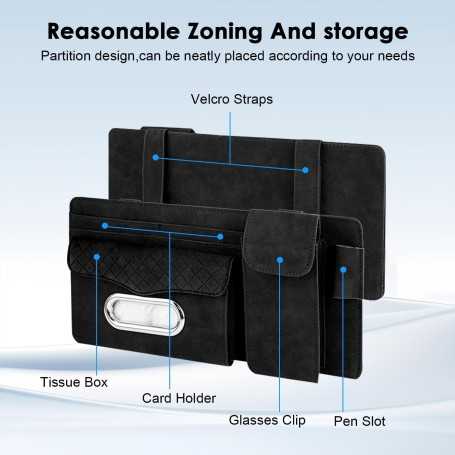 Car Sun Visor Organizer with 6 Zip Pockets