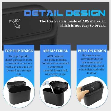 Lot de 2 Mini Poubelles de Voiture Étanches avec Couvercle + 135 Sacs