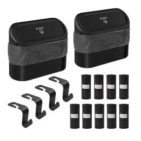 2-Pack Compact Car Trash Bin with Lid