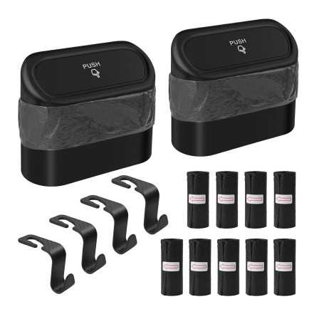2-Pack Compact Car Trash Bin with Lid