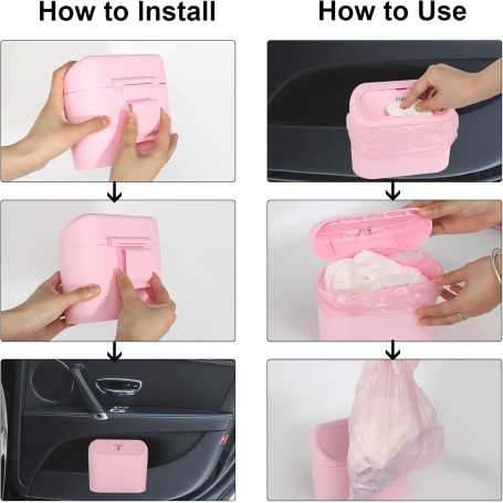 DUTIFUL Mini Poubelle de Voiture avec Couvercle – 105 Sacs et 4 Crochets pour Sièges