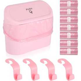 DUTIFUL Mini Car Trash Can with Lid – 105 Garbage Bags & 4 Seat Hooks