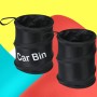 URAQT Portable Car Trash Can – 2-Pack Foldable Hanging Mini Car Bins with 2 Carabiners, 6L, Black