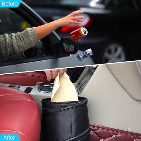 JNNJ Poubelle de Voiture Portable et Suspendue (20x20x25cm, Noir)