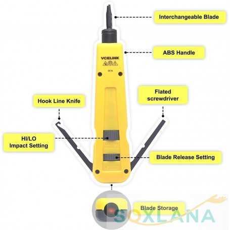 VCELINK Punch Down Outil d'Insertion Outil d'Impact avec 110/66 Blade Interchangeable pour Ethernet Module