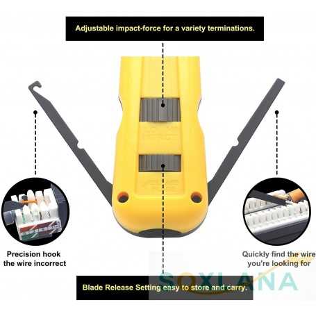 VCELINK Punch Down Impact Tool Insertion Tool with 110/66 Interchangeable Blade for Ethernet Module