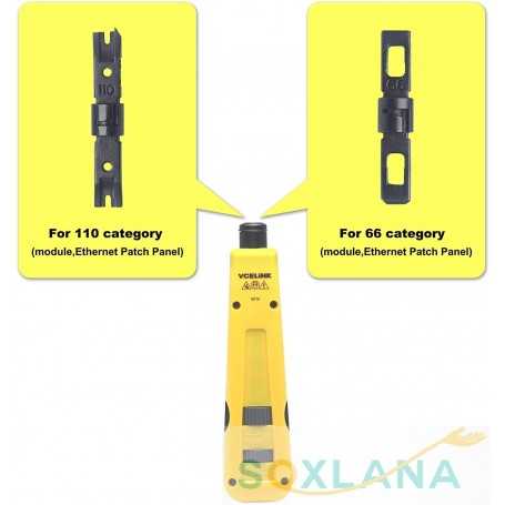 VCELINK Punch Down Outil d'Insertion Outil d'Impact avec 110/66 Blade Interchangeable pour Ethernet Module
