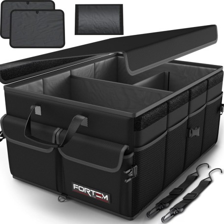 Organisateur de coffre pliable FORTEM noir avec couvercle et sangles