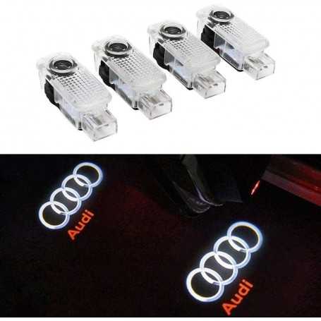 4 PCS Éclairage de Porte LED 3D Logo Lumière Auto Voiture Porte Lumières (Argent)