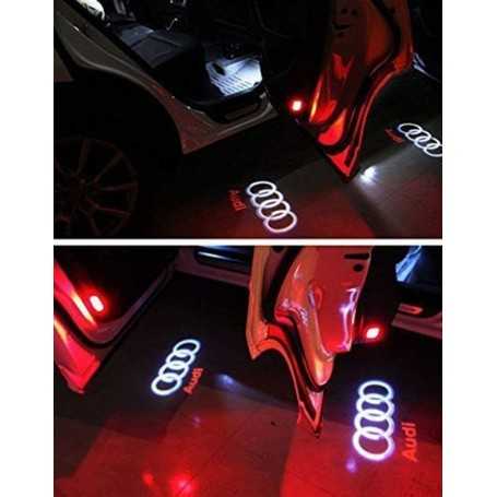 4 PCS Éclairage de Porte LED 3D Logo Lumière Auto Voiture Porte Lumières (Argent)