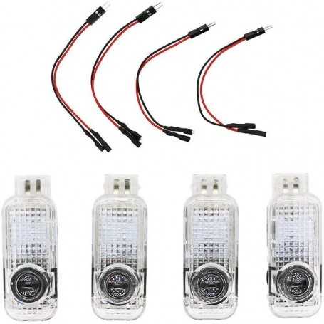 4 PCS Éclairage de Porte LED 3D Logo Lumière Auto Voiture Porte Lumières (Argent)