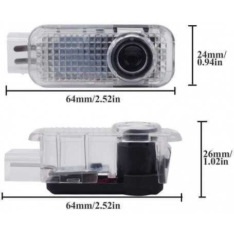 4 PCS Éclairage de Porte LED 3D Logo Lumière Auto Voiture Porte Lumières (Argent)