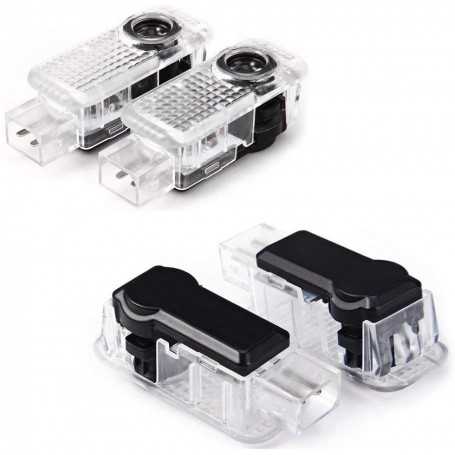 4 PCS Éclairage de Porte LED 3D Logo Lumière Auto Voiture Porte Lumières (Argent)