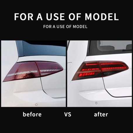 Feux arrières pour barre LED E-MARK SET pour GOLF 7 7.5 Clignotants séquentiels 2013-2019 ROUGE/TRANSPARENT