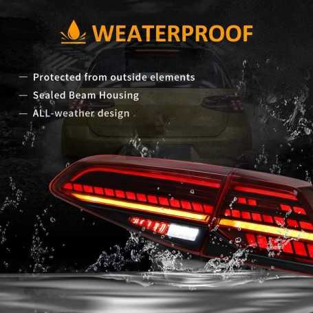 Feux arrières pour barre LED E-MARK SET pour GOLF 7 7.5 Clignotants séquentiels 2013-2019 ROUGE/TRANSPARENT