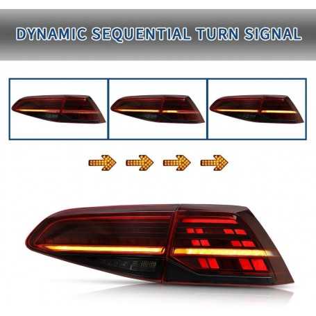 Feux arrières pour barre LED E-MARK SET pour GOLF 7 7.5 Clignotants séquentiels 2013-2019 ROUGE/TRANSPARENT